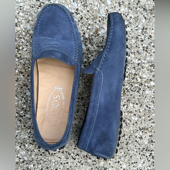Tod's Shoes - Tod's Blue Suede Gommino driving Loafers